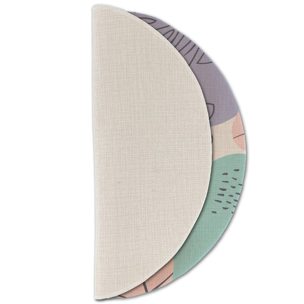 Coconut and Leaves Round Linen Placemats - HALF FOLDED (single sided)