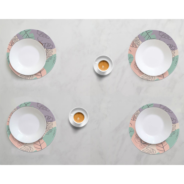 Coconut and Leaves Round Linen Placemats - LIFESTYLE (set of 4)