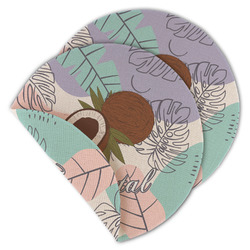 Coconut and Leaves Round Linen Placemat - Double Sided (Personalized)