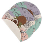 Coconut and Leaves Round Linen Placemat - Single Sided - Set of 4 (Personalized)