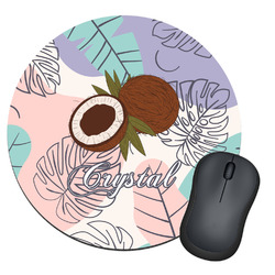 Coconut and Leaves Round Mouse Pad (Personalized)