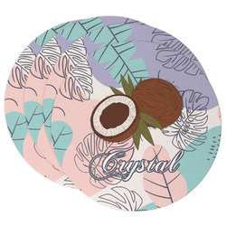 Coconut and Leaves Round Paper Coasters w/ Name or Text