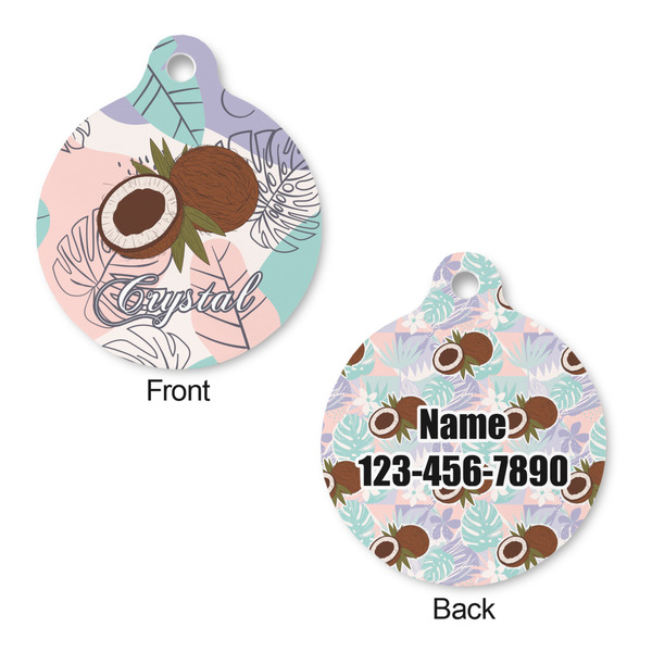 Coconut and Leaves Round Pet ID Tag - Large - Approval