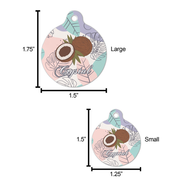 Coconut and Leaves Round Pet ID Tag - Large - Comparison Scale
