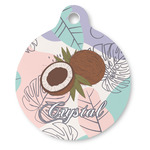 Coconut and Leaves Round Pet ID Tag - Large (Personalized)