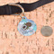 Coconut and Leaves Round Pet ID Tag - Large - In Context