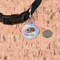 Coconut and Leaves Round Pet ID Tag - Small - In Context