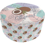 Coconut and Leaves Round Pouf Ottoman (Personalized)
