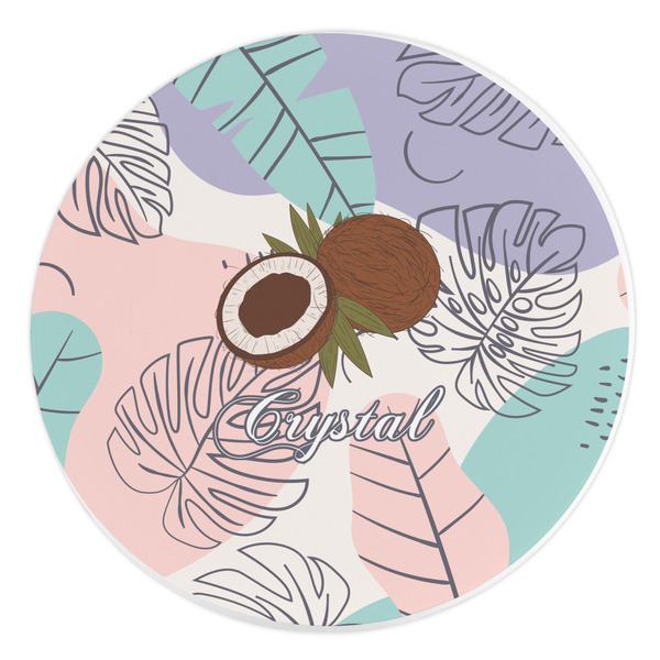 Custom Coconut and Leaves Round Stone Trivet (Personalized)