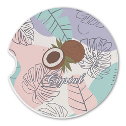 Coconut and Leaves Sandstone Car Coaster - Single (Personalized)