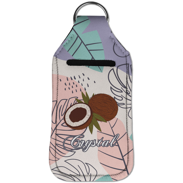 Coconut and Leaves Sanitizer Holder Keychain - Large (Front)