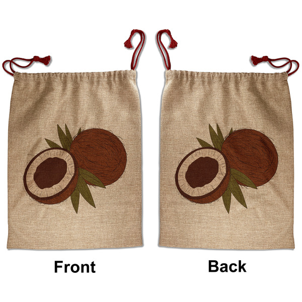 Custom Coconut and Leaves Santa Sack - Front & Back