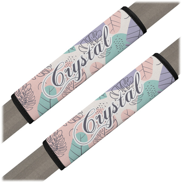 Custom Coconut and Leaves Seat Belt Covers (Set of 2) (Personalized)