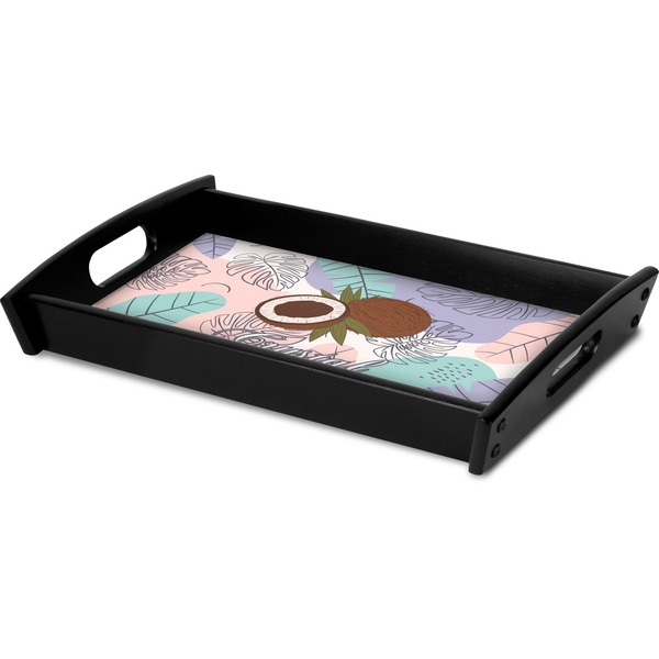 Coconut and Leaves Serving Tray Black - Corner