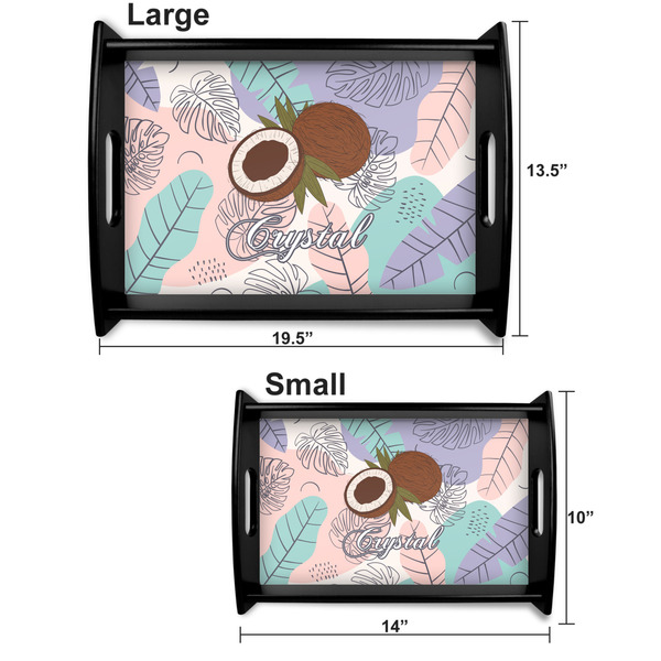 Coconut and Leaves Serving Tray Black Sizes
