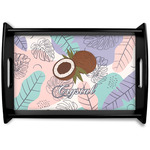 Coconut and Leaves Black Wooden Tray - Small w/ Name or Text