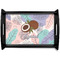 Coconut and Leaves Black Wooden Tray - Small w/ Name or Text