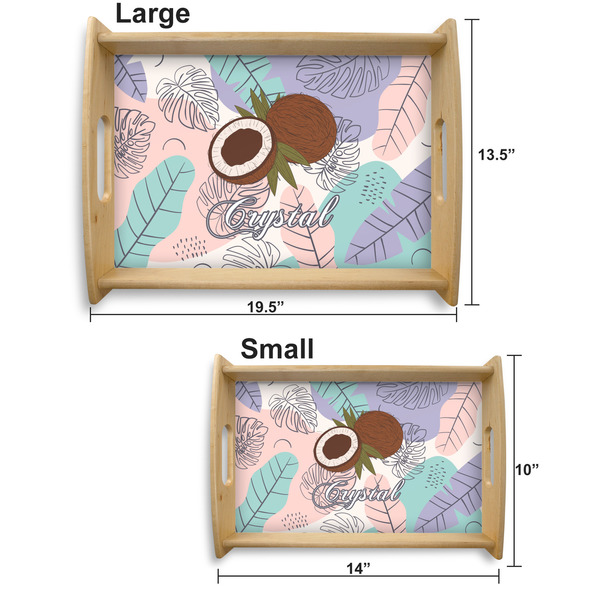 Coconut and Leaves Serving Tray Wood Sizes