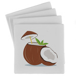 Coconut and Leaves Absorbent Stone Coasters - Set of 4