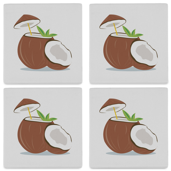 Coconut and Leaves Set of 4 Sandstone Coasters - See All 4 View