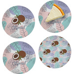 Coconut and Leaves Set of 4 Glass Appetizer / Dessert Plate 8" (Personalized)