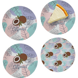 Coconut and Leaves Set of 4 Glass Appetizer / Dessert Plate 8" (Personalized)
