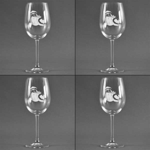 Coconut and Leaves Set of Four Personalized Wineglasses (Approval)
