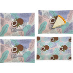 Coconut and Leaves Set of 4 Glass Rectangular Appetizer / Dessert Plate w/ Name or Text