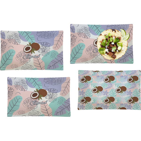 Coconut and Leaves Set of Rectangular Dinner Plates