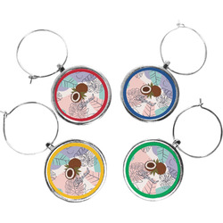 Coconut and Leaves Wine Charms (Set of 4) (Personalized)