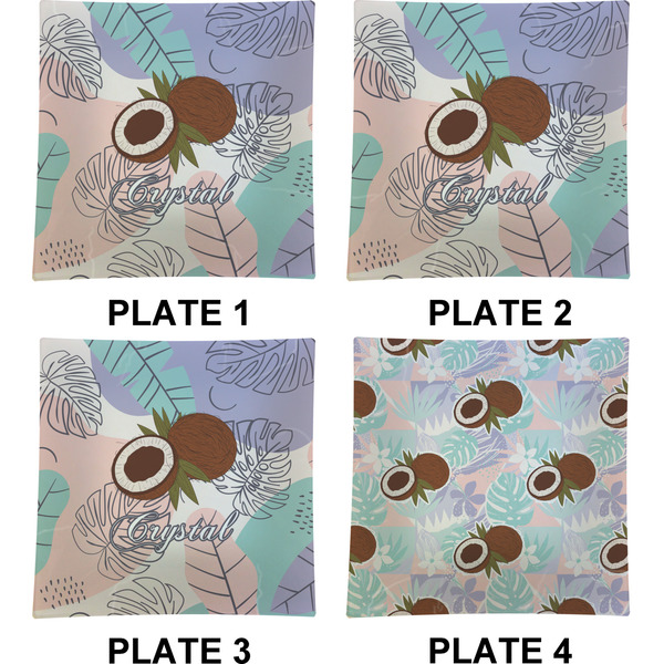 Coconut and Leaves Set of Square Dinner Plates (Approval)