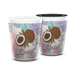 Coconut and Leaves Ceramic Shot Glass - 1.5 oz (Personalized)