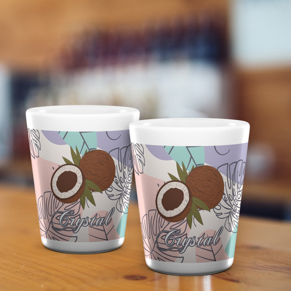 Coconut and Leaves Shot Glass - White - LIFESTYLE
