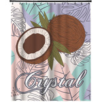 Coconut and Leaves Extra Long Shower Curtain - 70"x84" w/ Name or Text