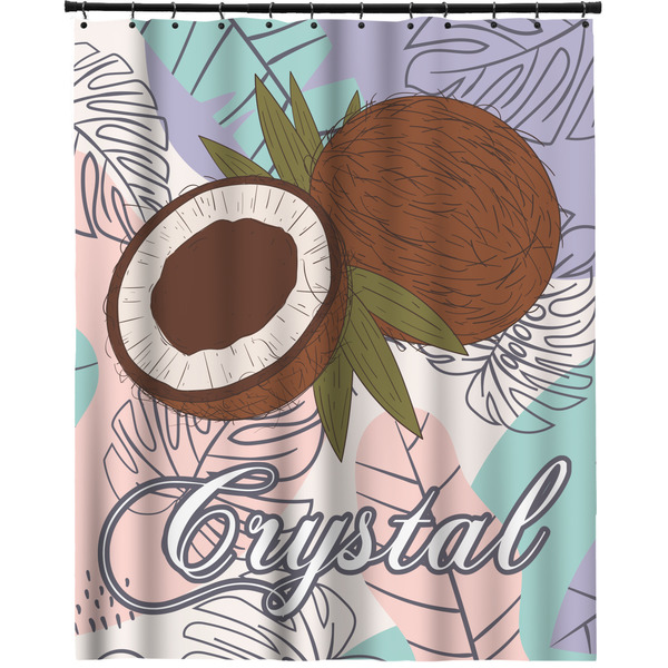 Custom Coconut and Leaves Extra Long Shower Curtain - 70"x84" w/ Name or Text