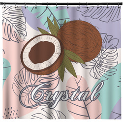 Coconut and Leaves Shower Curtain - Custom Size w/ Name or Text
