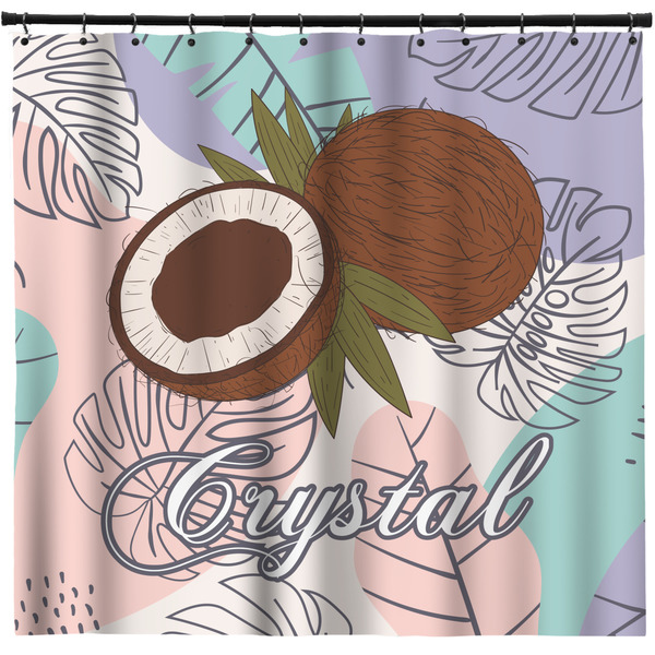 Custom Coconut and Leaves Shower Curtain - Custom Size w/ Name or Text