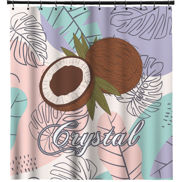 Custom Coconut and Leaves Shower Curtain - 71" x 74" (Personalized)