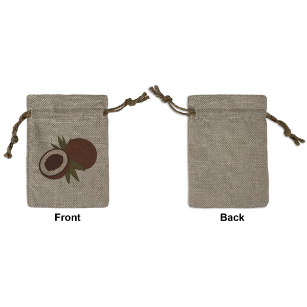Coconut and Leaves Small Burlap Gift Bag - Front Approval