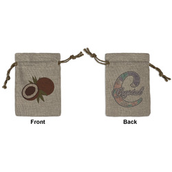 Coconut and Leaves Small Burlap Gift Bag - Front & Back (Personalized)