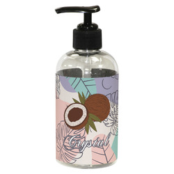 Coconut and Leaves Plastic Soap / Lotion Dispenser (8 oz - Small - Black) (Personalized)