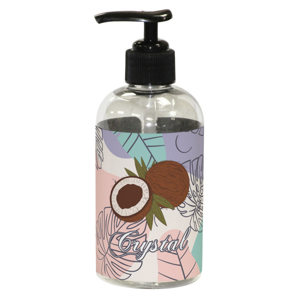 Custom Coconut and Leaves Plastic Soap / Lotion Dispenser (8 oz - Small - Black) (Personalized)