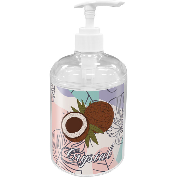 Custom Coconut and Leaves Acrylic Soap & Lotion Bottle (Personalized)