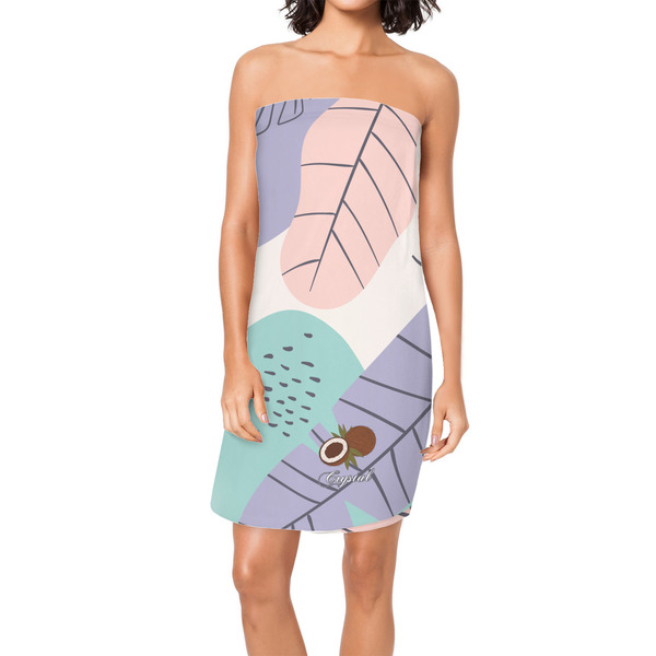 Custom Coconut and Leaves Spa / Bath Wrap w/ Name or Text