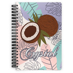 Coconut and Leaves Spiral Notebook - 7x10 w/ Name or Text