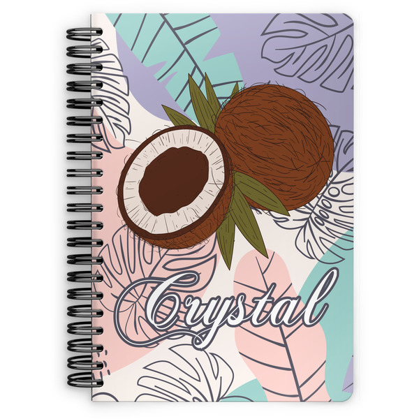 Custom Coconut and Leaves Spiral Notebook - 7x10 w/ Name or Text
