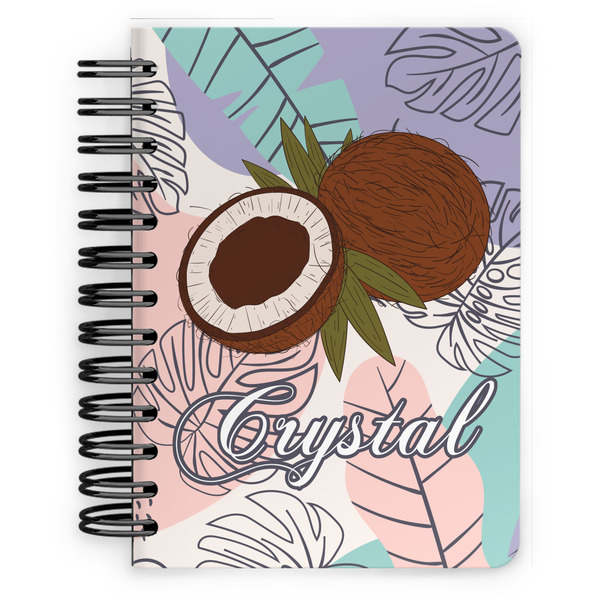 Custom Coconut and Leaves Spiral Notebook - 5x7 w/ Name or Text