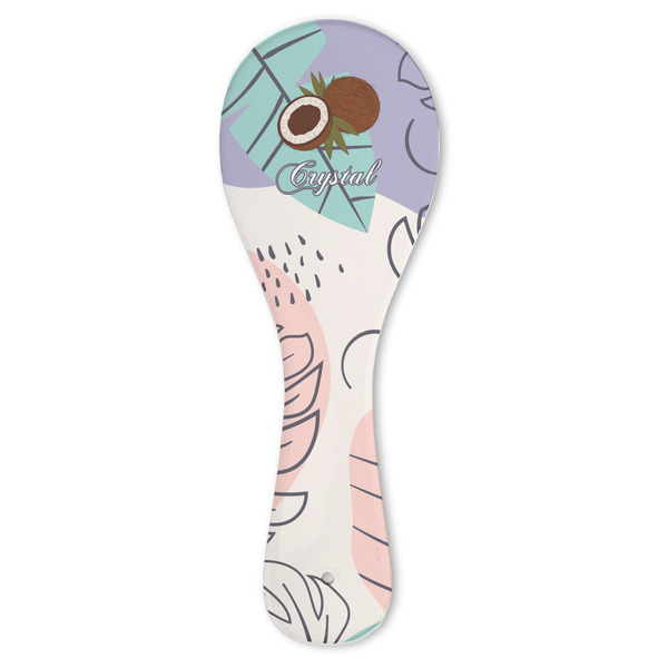 Custom Coconut and Leaves Ceramic Spoon Rest (Personalized)