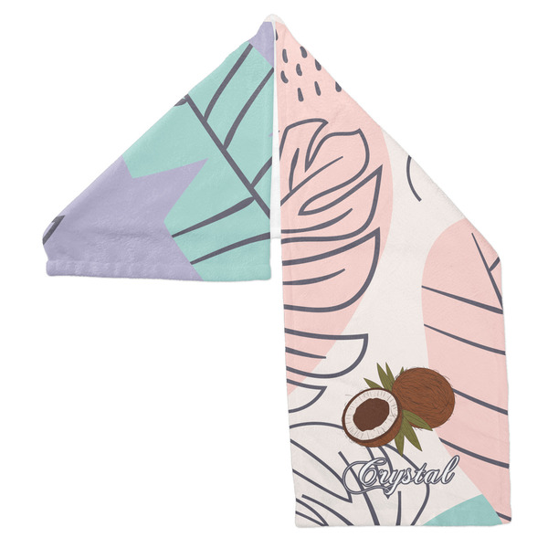 Coconut and Leaves Sports Towel Folded - Both Sides Showing