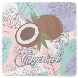 Coconut and Leaves Square Rubber Backed Coaster w/ Name or Text